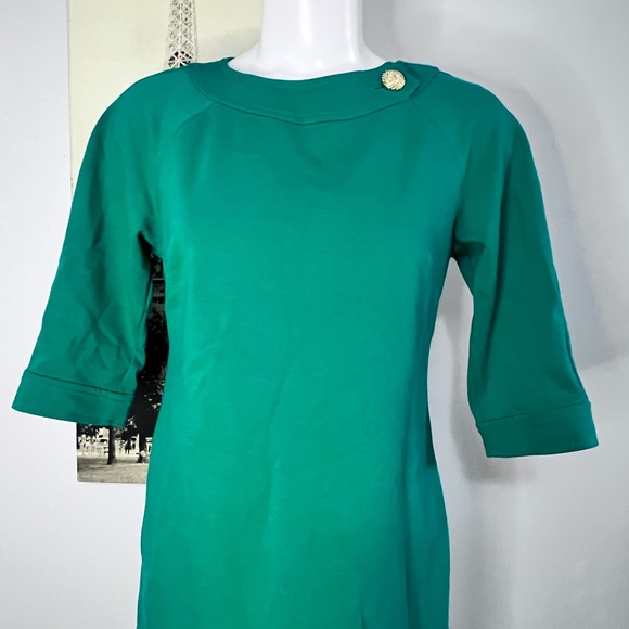 Talbots Teal Long Sleeve Top with Gold Button - Picture 6 of 9